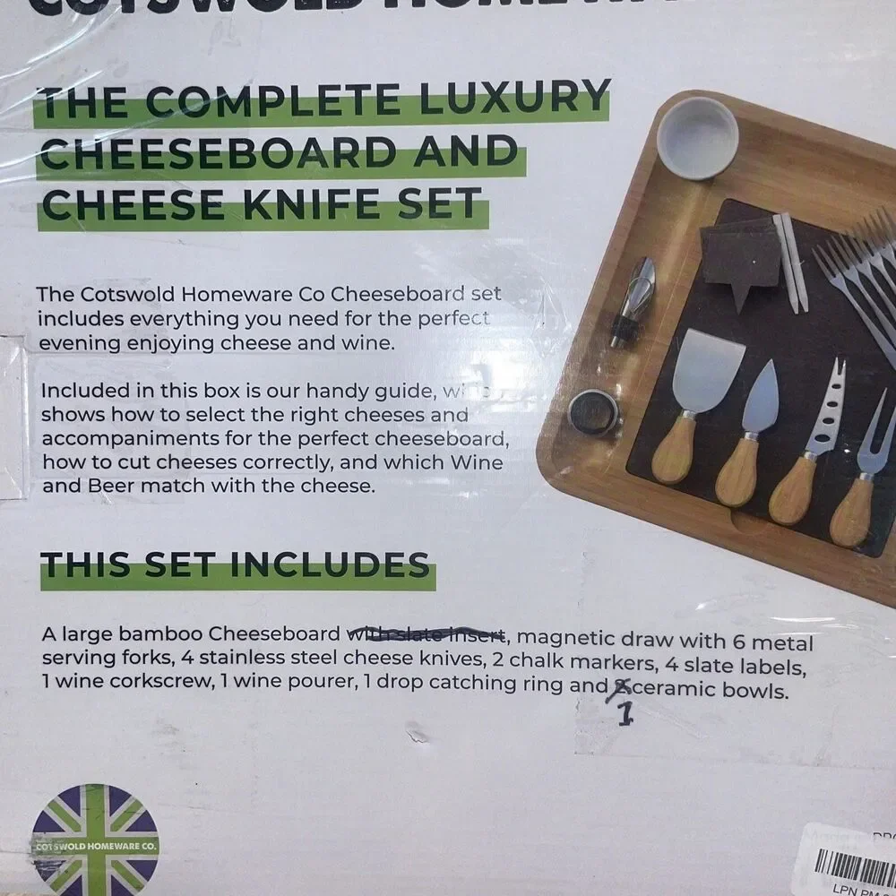 Bamboo Cheese Board and Knife Set - Wood Charcuterie Platter Slate Serving Tray